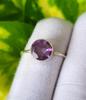 Кольцо из стерлингового серебра 925 пробы с натуральным круглым аметистом, размер 8, подарочное кольцо