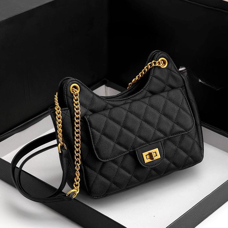 Маленькая сумка через плечо с цепочкой Fragrant Wind Diamond Check, женская, повседневная, с замком под мышкой, популярная в этом году