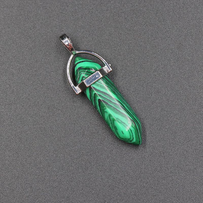 Подвеска-пуля из агата и кулон с двойным острием из розового кварца