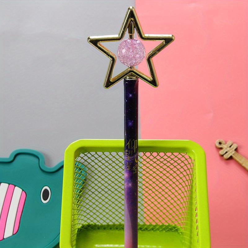 Возвращение в школу, 10 шт., 0,5 мм, нейтральные ручки с кристаллами в виде пентаграммы, звездное небо, ручка для снятия колпачка, симпатичный канцелярский инструмент для письма, ручка на водной основе