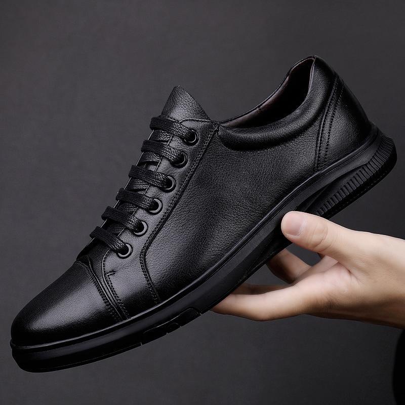 Мужская повседневная обувь из натуральной кожи, модные мужские кроссовки на плоской подошве, мужская прогулочная обувь на шнуровке для отдыха, уличная белая обувь высокого качества