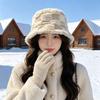 Autumn and winter rabbit plush fisherman hat bear ears female fashion versatile face cute wind warm basin hat