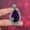 Подвеска с аметистом, ювелирные изделия из драгоценных камней, подвеска из цельного серебра 925 пробы, подарок для женщин, подвеска ручной работы