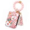 Boho Style Silicone Bead Bracelet Keychain Fragmented Design Leather Card Bag Keychain  Travel