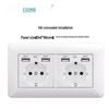 Изогнутая белая панель розетки европейского стандарта с двойным USB и Type C, немецкий выключатель, скрытая установка