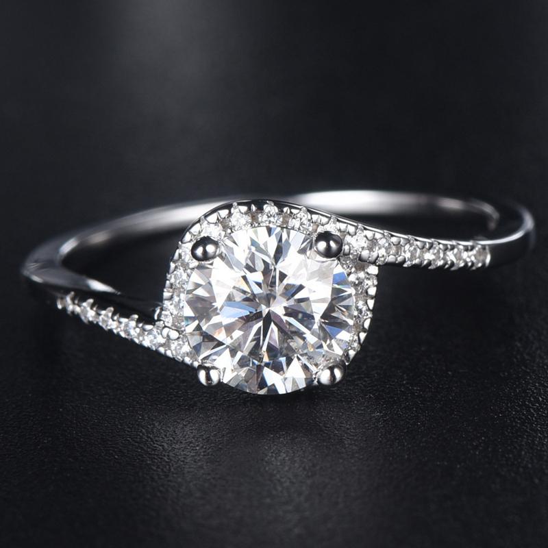 Кольцо из стерлингового серебра 925 пробы, темпераментное кольцо с круглым рядом бриллиантов, 1 карат, кольца с муассанитом для женщин, свадебные украшения для невесты