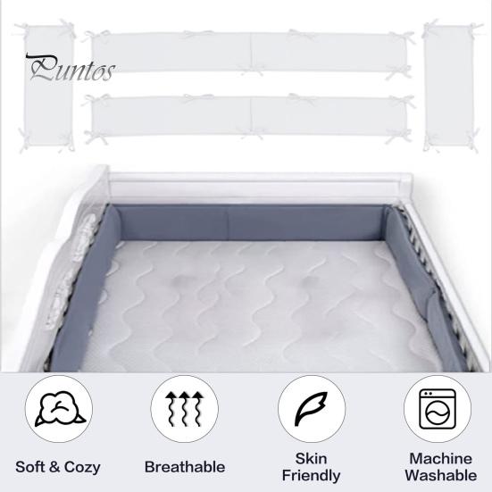 4Pcs/Set Crib Rail Covers Protect Your Baby's Crib Prevent Collisions Solid Color Heightened Crib Rail Covers