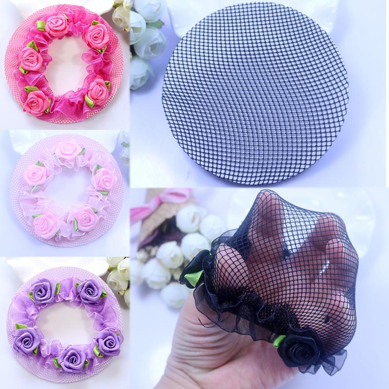 Hot Sale 1PC Cute Adjustable Beautiful Hair Accessories Dance Hairnet High Quality Elastic Exquesite Girls Flower Hair Nets Graceful 5 Colors kids
