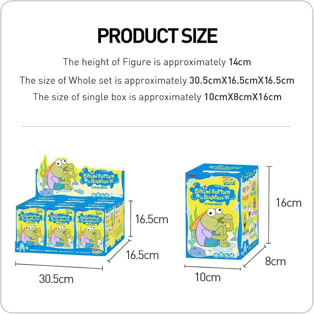 Pop Mart SpongeBob Bikini Bottom Buddies Assorted Plush Toy Set 6 Pieces PVC Blind Box Figures