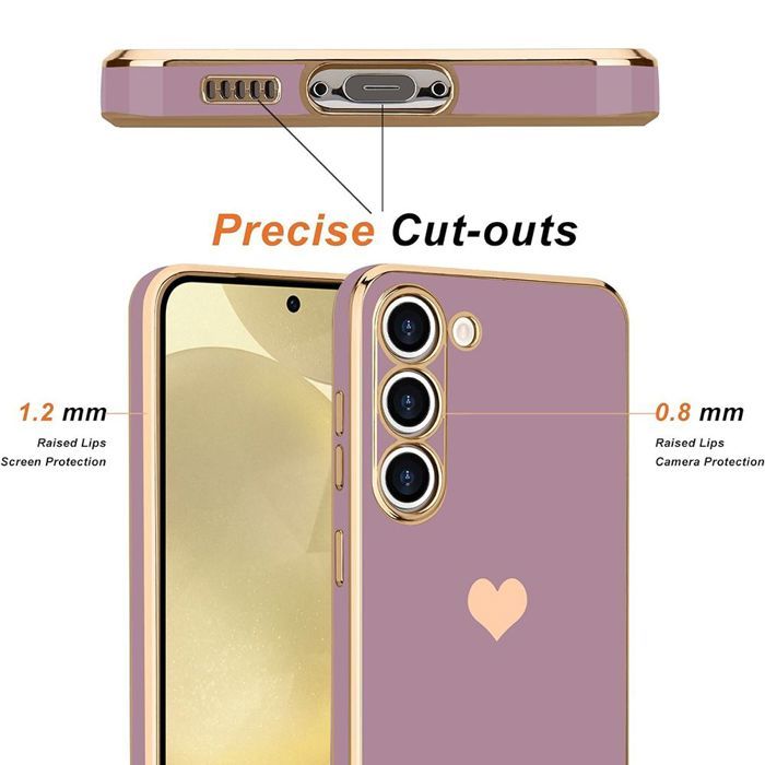 Protective Case - BOOLING - for Samsung Galaxy A26 5G - Soft TPU - Heart Pattern - Golden Purple