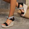 Sandalias De Mujer Verano 2024 Cross Strap Thick Bottom Waterproof Platform Slope Heel Open Toe Sandals Casual Fish Mouth Shoes