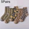 1/5 пар носков до середины икры с 3D-вышивкой и этническим узором, универсальные текстурированные носки, всесезонные, с цветочным принтом, повседневные женские