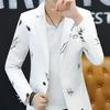 Мода Мужской Принтованный Длинный Рукав Лацкан Одна Пуговица Приталенный Пиджак Костюм Куртка Пальто