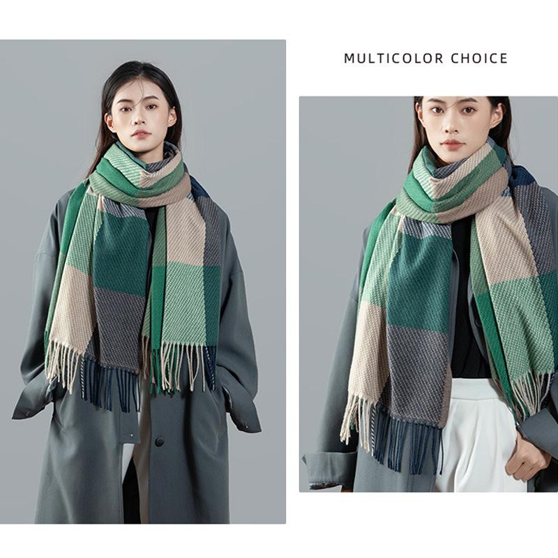 2025 Autumn And Winter New Classic Diagonal High-End Plaid Scarf Women'S Scarf Versatile Imitation Cashmere Shawl