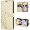 Case and 2 Tempered Glasses For Xiaomi Redmi Note 14 5G - Faux Leather Protection - Golden Floral - Elegant