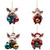 Мультяшный акриловый очаровательный рождественский кулон в виде свиньи для восхитительного украшения праздничной елки