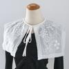 Female Lapel Embroidery Detachable Collar Shawls for Women's Lace Lace Up Shawl False Collars Dress Blouse Decorative