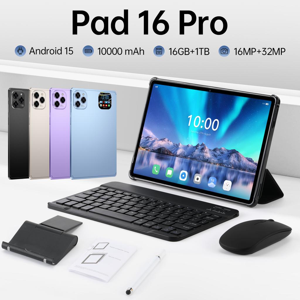 Планшет Pad 16 Pro Премиум WiFi 10,1 дюйма 2560*1600 16 ГБ+1 ТБ Android 15 Процессор MTK Планшетный ПК