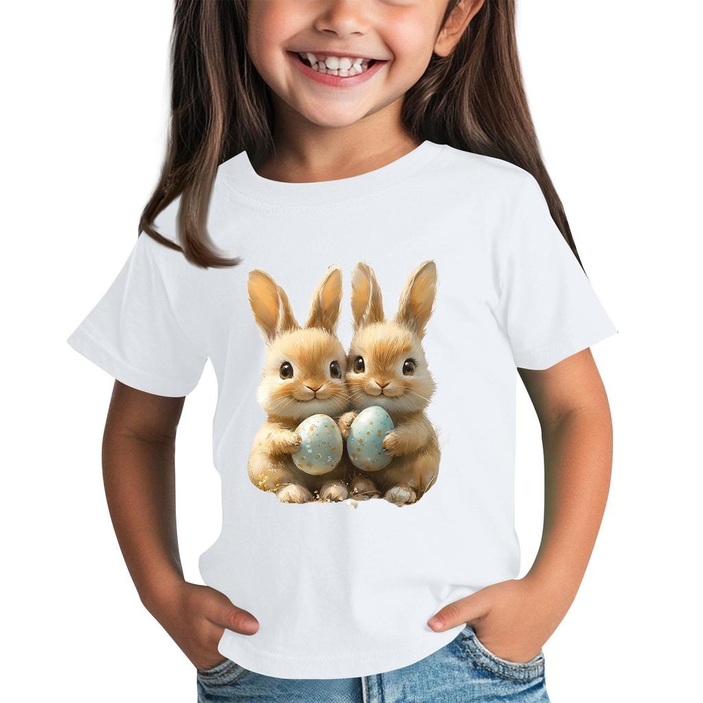 Детская футболка с коротким рукавом и принтом животных, повседневный топ