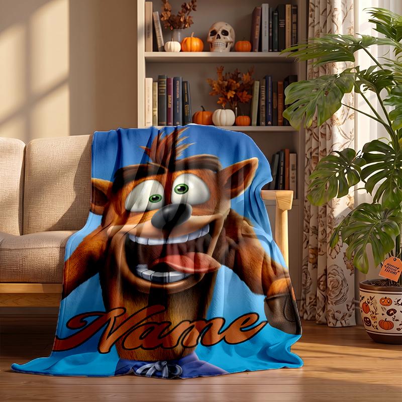 Crash Bandicoot Custom Flannel Blankets Soft Warm Cozy Throws for Home Decor Holiday Gifts