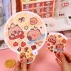 Cartoon Group Fan Round Pocket Fan Mini Portable Fan Folding Fan  for Beach