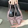 Fashion Luxury Designer Patent Leather Slingbacks High Heels Women Sexy Pointed Toe Bow High Heeled Sandals Elegant Dress Women Pumps