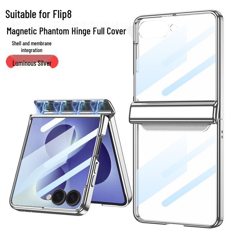 Прозрачный магнитный чехол Samsung Z Flip8: Складной шарнир с полным покрытием для мужчин и женщин - Модный дизайн