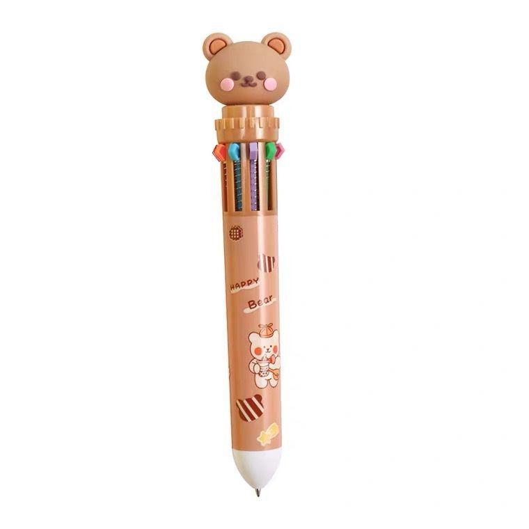 Cartoon Cute Bear Ten Color Ballpoint Pen Kids Favors Happy Birthday Party Gift Christmas Happy New Year Little Bear Pen Present
