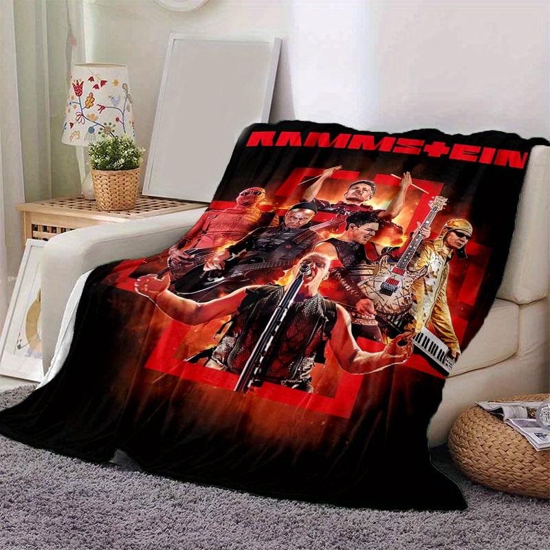 1pc Rammstein Band Home Decor Flannel Blanket: Perfect Gift for Bedroom, Living Room, Travel, Camping, Car, Beach, Office Nap, Ideal Sofa Throw, Outdo