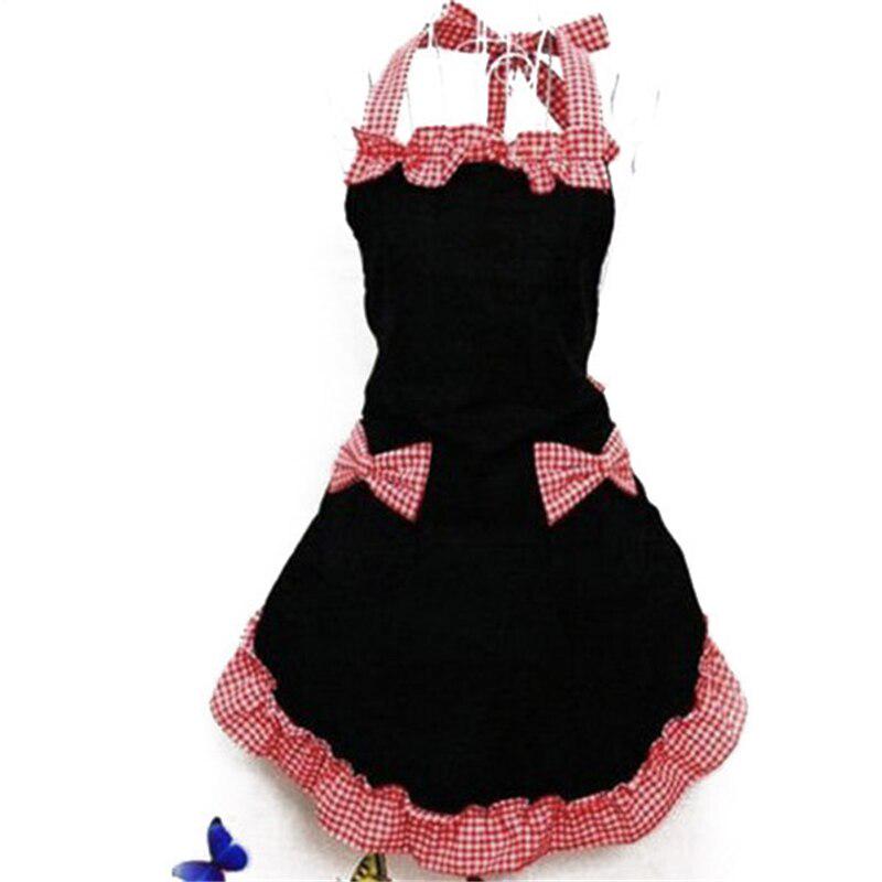 Cute Bib Apron Dress Flirty Vintage Kitchen Women Bowknot with Pocket Restaurant Kitchen Apron Dress