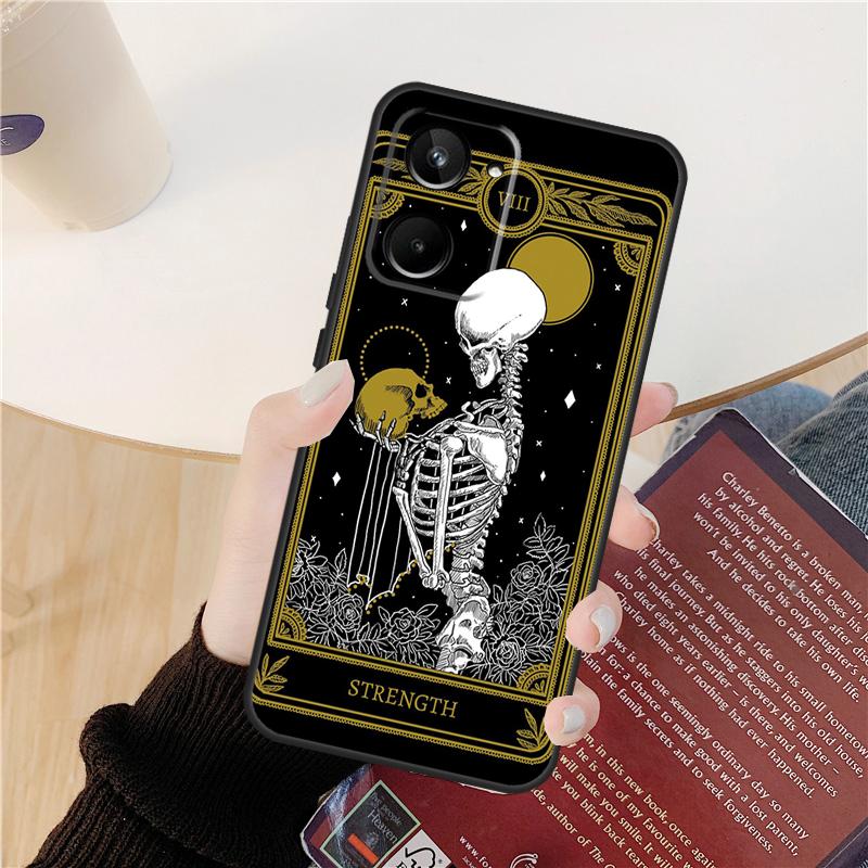 Death Tarot Cat Case For Realme GT 6 6T 5 GT7 Pro 10 11 12 13 14 Pro Plus C53 C51 C21Y C25S C55 C67 C61 C75