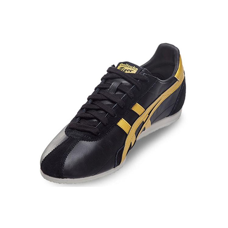 ONITSUKA TIGER Runspark Classic Удобные Нескользящие Легкие Низкие Повседневные Кроссовки Унисекс Черный Золотой D201L-001