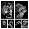 Black White Animal Canvas Painting Lion Posters and Print Home Decor Mural Wall Art Pictures for Living Room Bedroom Decoration