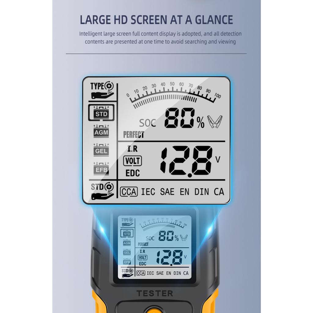 Тестер автомобильного аккумулятора 12 В 24 В Тестер зарядки автомобильного аккумулятора Тестер нагрузки автомобиля Тестер системы зарядки Инструмент тестового сканирования Цифровой анализатор генератора переменного тока аккумулятора