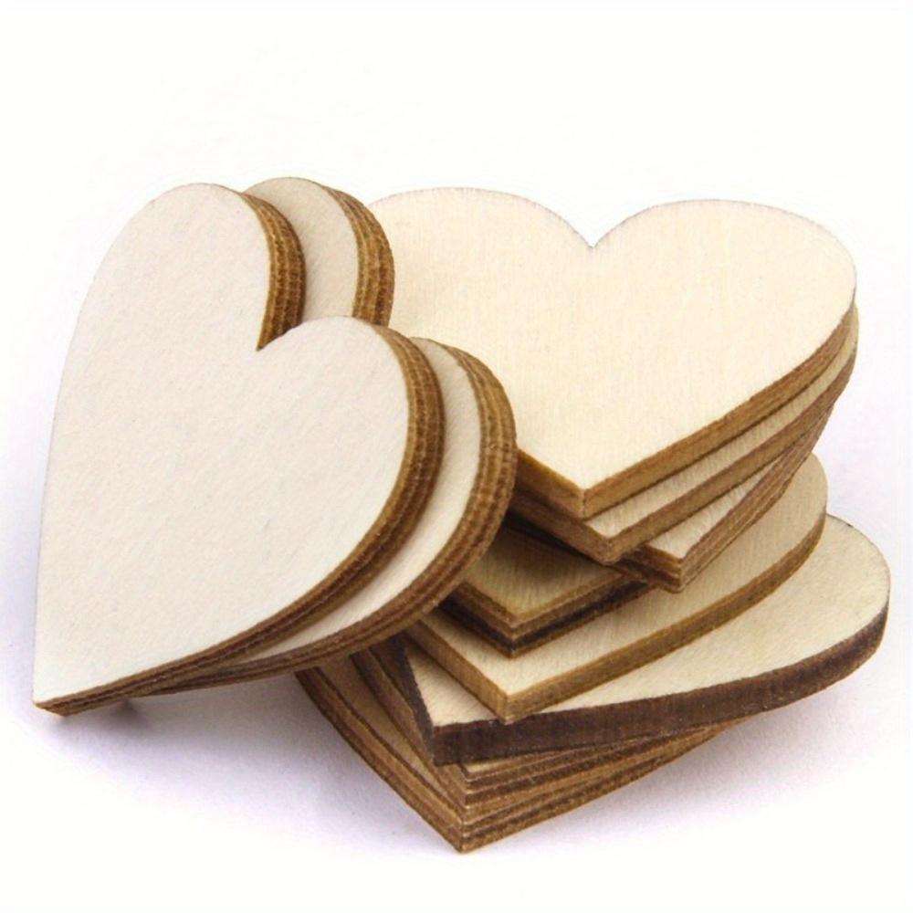 Lot De 50pcs 40mm Embellissement Forme De Coeur En Bois Pour Artisanat Décoration De Mariage