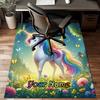 1PC Custom Name Rainbow Unicorn Garden Theme Floor Mat Ideal for Living Room, Game Rooms, Office, Bedroom Floor Mat Playful Design