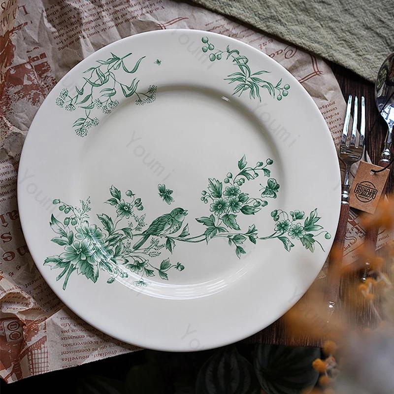 Винтажные керамические тарелки во французском стиле Послеобеденный чай Закуски Десерты Вкусные блюда Обеденная тарелка Изысканная бытовая посуда