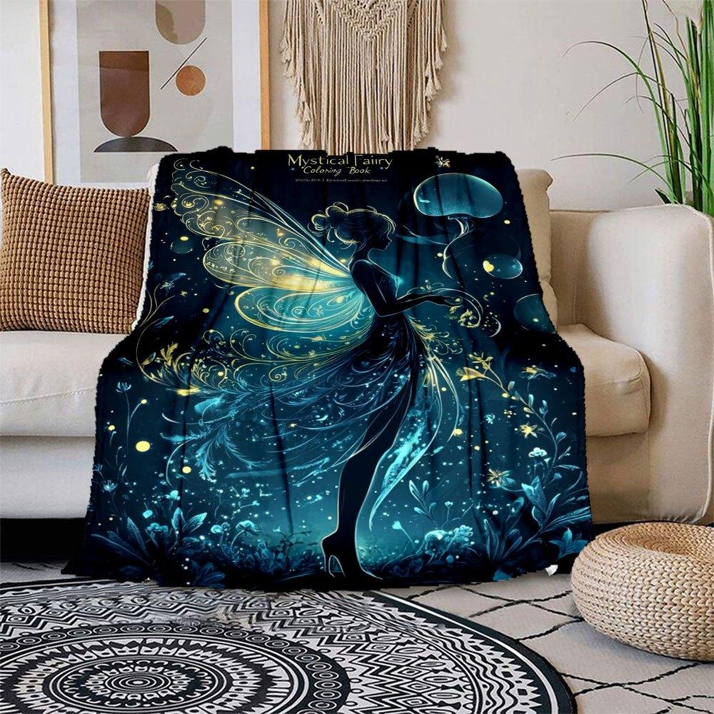"Mystical Fairy Coloring Book: Unleash Your Creativity"Blanket Flannel Throw Blanket for Sofa, Bed, Travel, Camping, Office, Couch, Chair, A