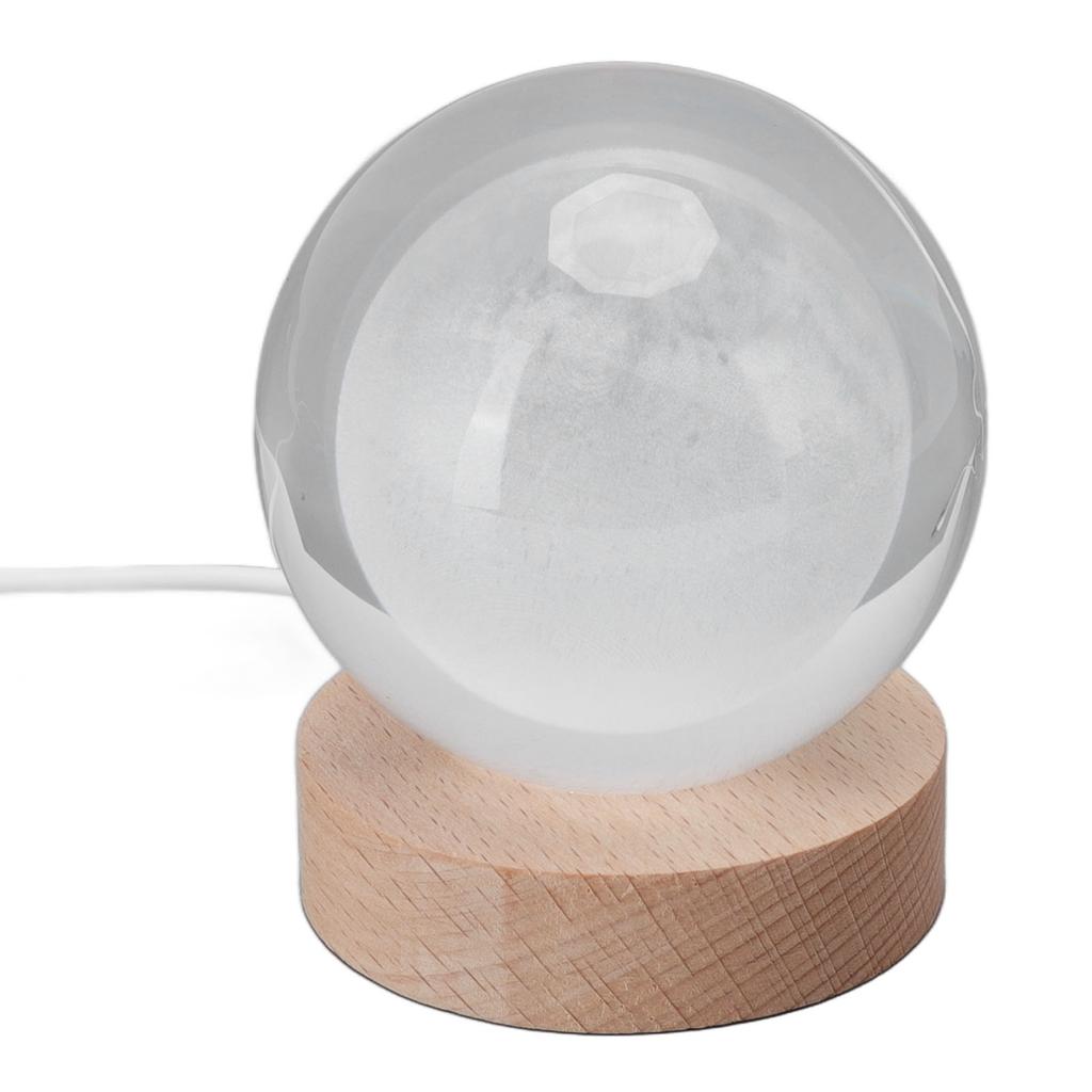 3D Лунный Ночник Хрустальный Шар Ночник Светодиодный Деревянный Резьба Столешница Украшения для Друзей