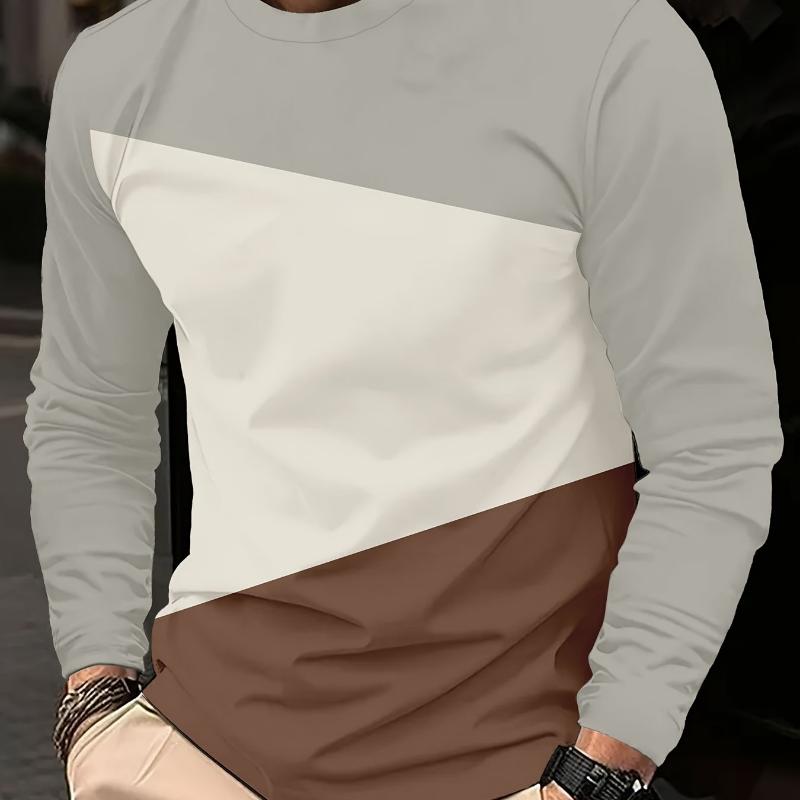 Мужская футболка стильная полосатая с 3D-принтом длинный рукав весна осень повседневная винтажная с круглым вырезом футболка для мужчин для ежедневной носки