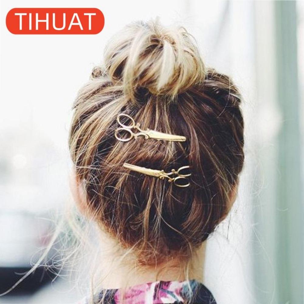 Креативная металлическая заколка для волос в форме ножниц для женщин и девушек