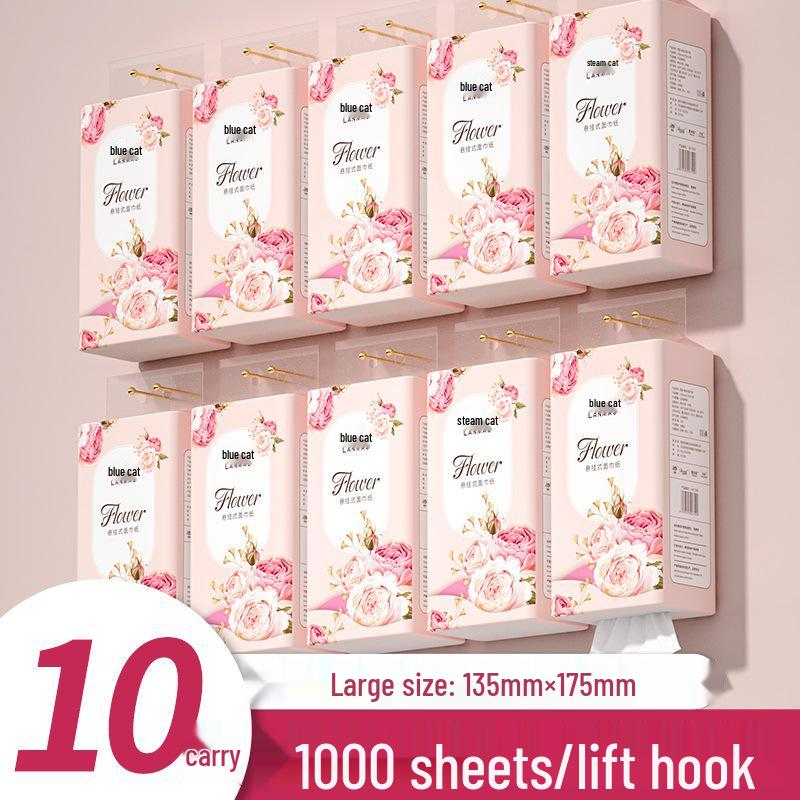 Blue Cat Facial Tissue Wall-Mounted Pack - Economical Hanging Toilet Paper & Hand Wipes