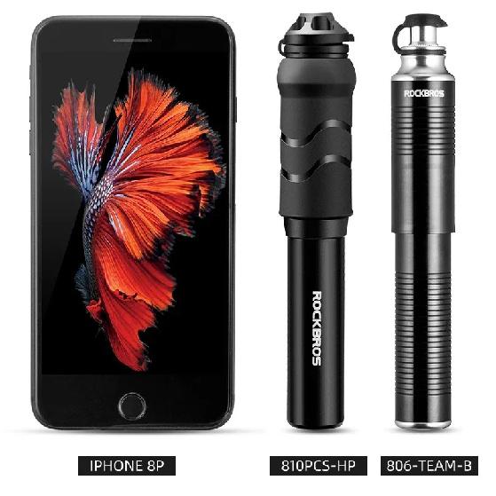 ROCKBROS Мини-насос для велосипеда, портативный, 110 PSI, из алюминиевого сплава, для MTB и шоссейных велосипедов, насос для шин, аксессуары для велоспорта