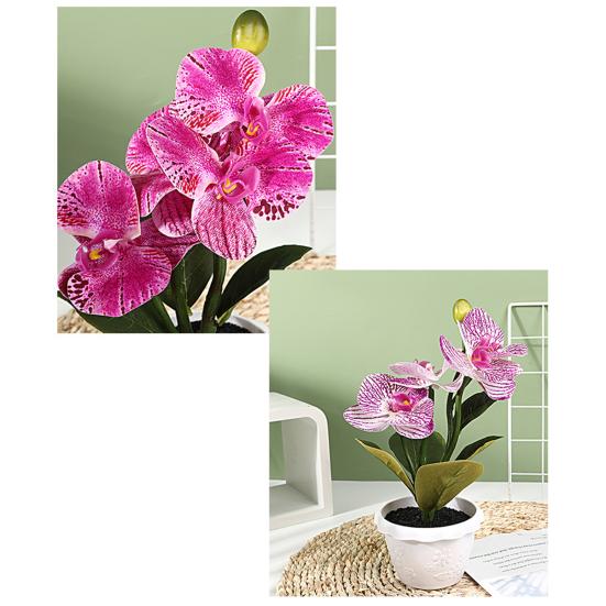 Искусственное растение в горшке Реалистичная имитация цветка Яркий цвет Искусственная орхидея-бабочка Бонсай