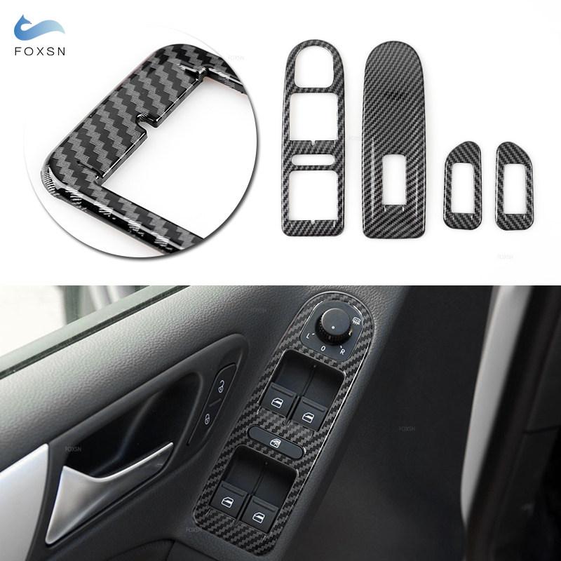 For VW Golf 6 MK6 2010 2011 2012 2013 Interior Window Lifter Switch Control Panel Cover Carbon Texture Inner Accessories