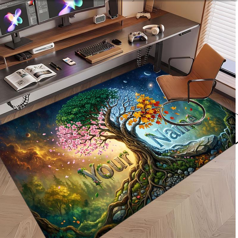 Music General Theme Soft Crystal Velvet Rug Custom Name & Text Print Non Slip Floor Rug for Bedroom Living Room