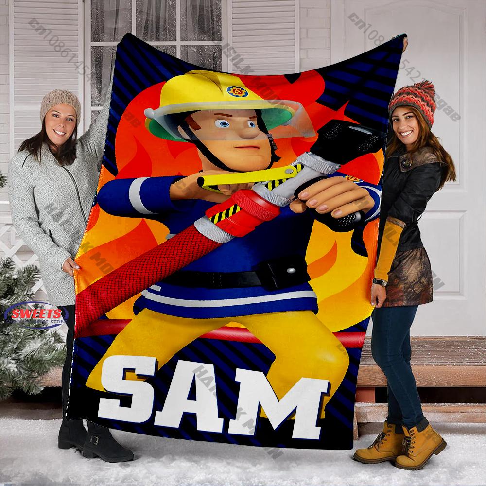 Cartoon Animation Theme Blanket Fireman S-Sam Print Blanket Home Travel Blanket Sofa Bedding Cover Blankets Gift for Boys Girls