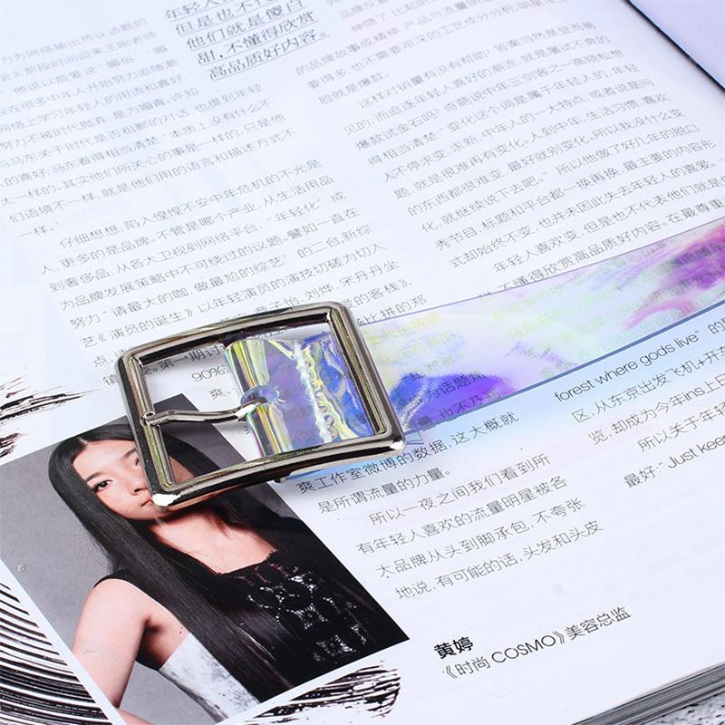 Женский горячий прозрачный поясной ремень с лазерной металлической пряжкой, повседневное украшение, прозрачный пояс