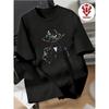Men Trendy Black Short-Sleeve Graphic T-ShirtCarto Anime Straw Hat Prt Breathable Casual Summer Top Regular Fit Mache Washable Everyday Tshirt Casual