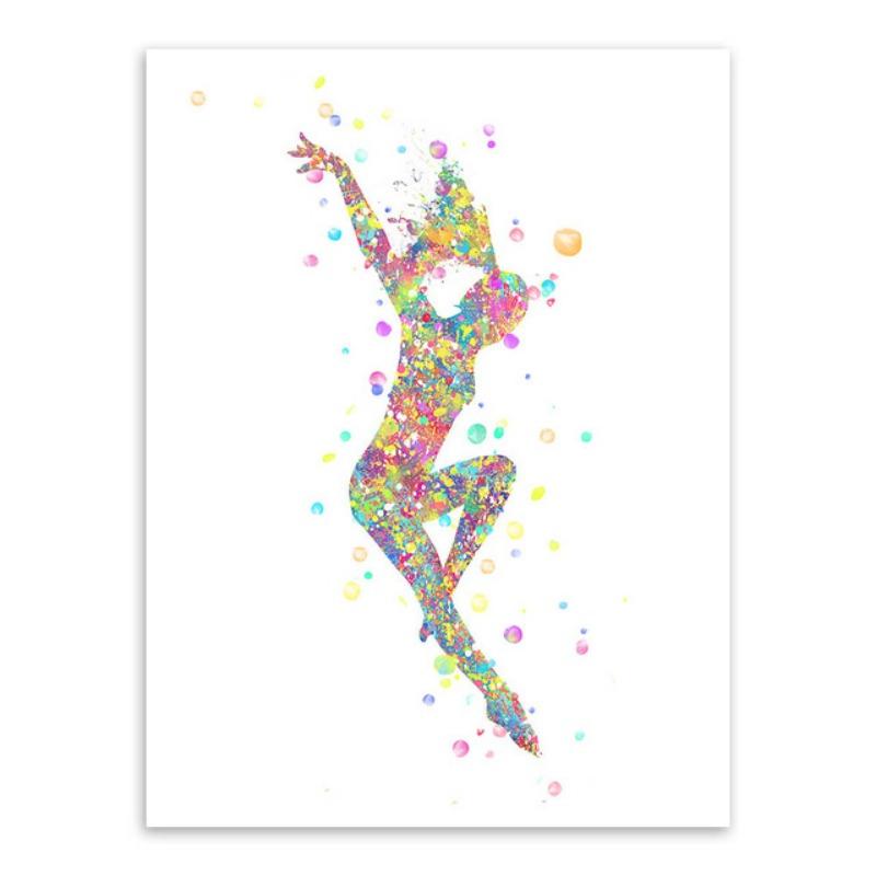 Colorful Watercolor Gymnastic Girl Posters Prints Abstract Canvas Paitning Nordic Wall Art Pictures for Living Room Home Decor